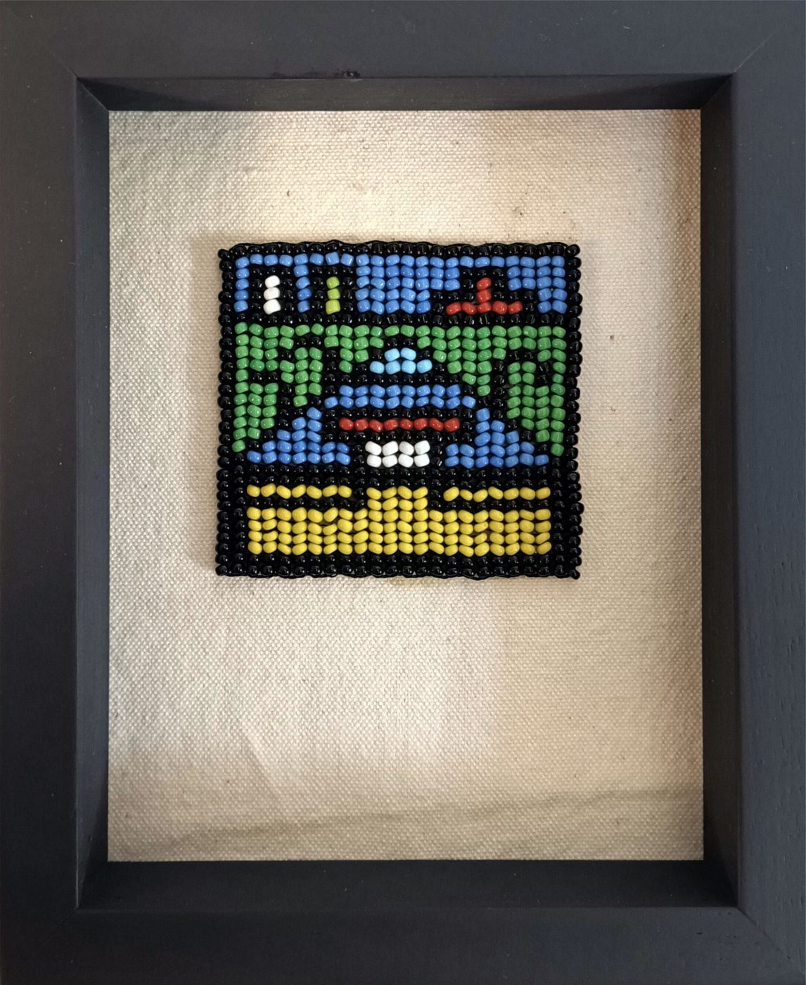 Beaded artwork, box framed