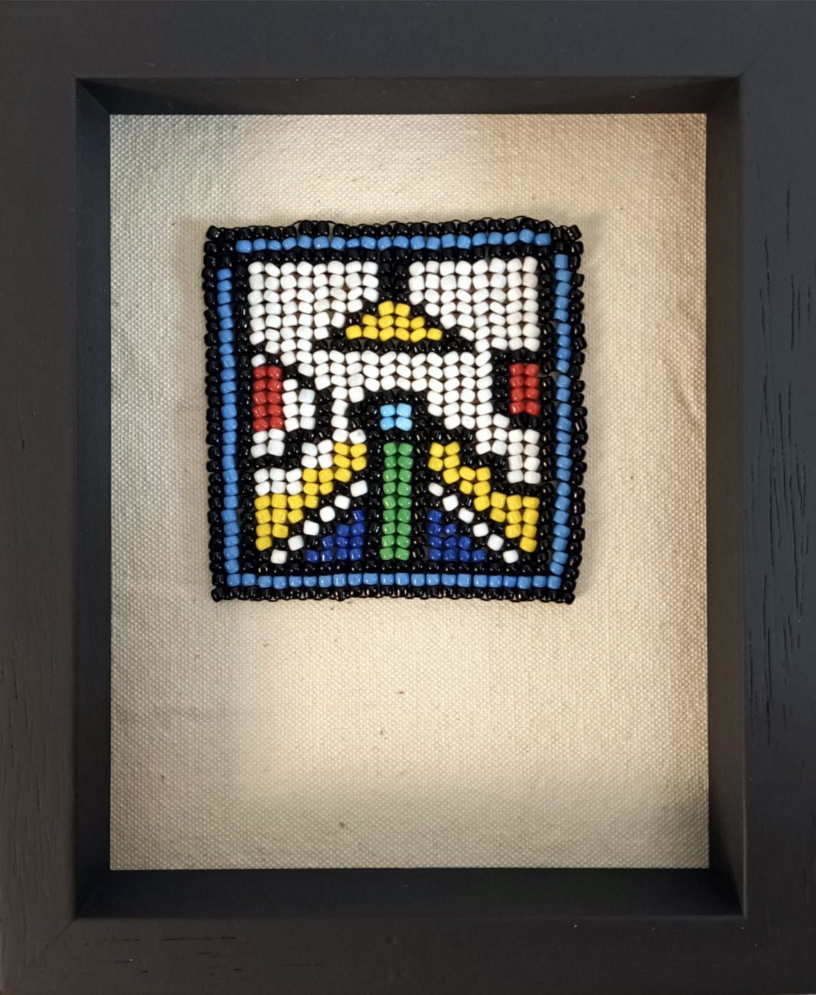 Beaded artwork, box framed