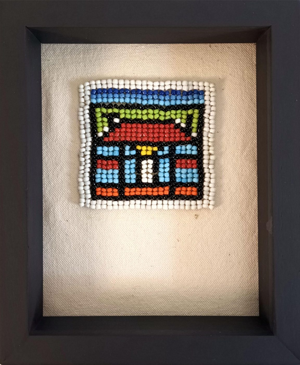 Beaded artwork, box framed