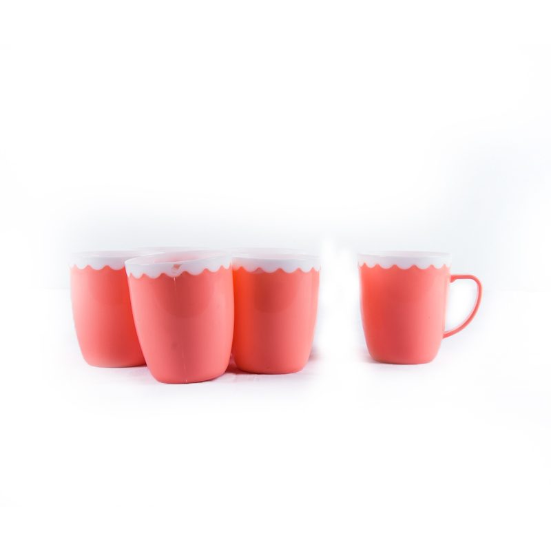 Adix New Double Coloured Mug 354 6Pcs Set -(Pink/White)