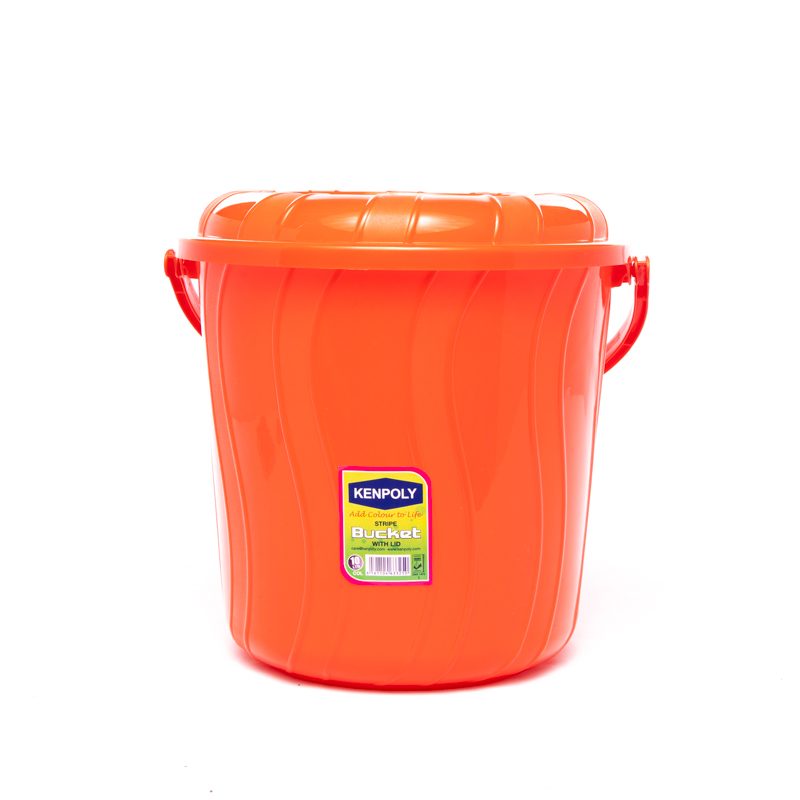 Kenpoly Bucket Stripe No.10 with Lid -Red