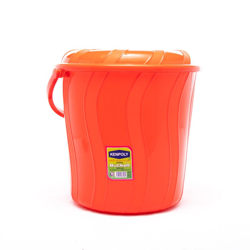 Kenpoly Bucket Stripe No.15 with Lid -Red