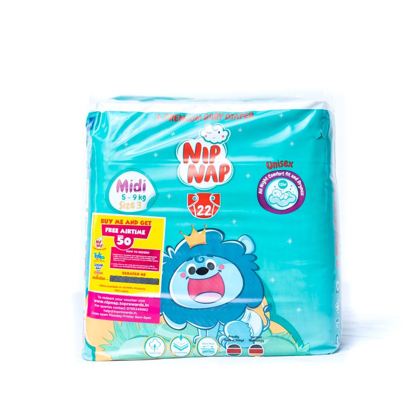 Nip Nap Diapers Midi Mid Count (22Pcs)