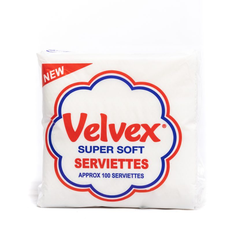 Velvex Serviettes White 1plyx100s