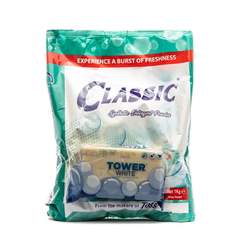 Classic Detergent 1kg + Free Tower Soap 200g