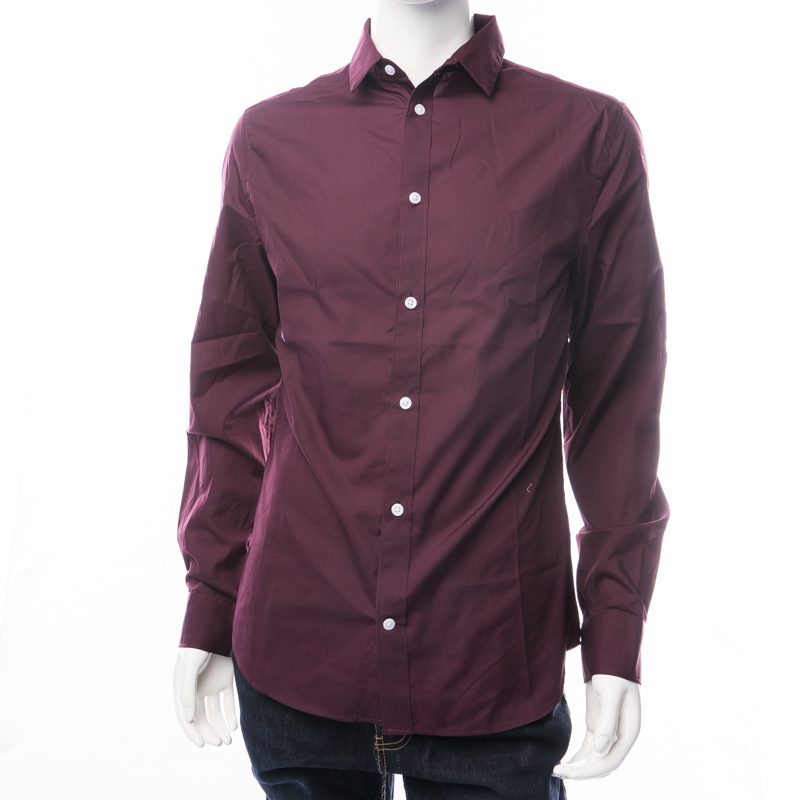 Mens Semi Formal Shirt Wine Large
