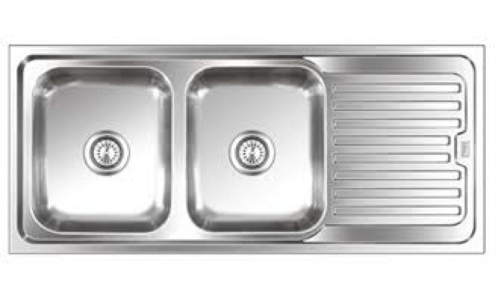 Kitchen Sink Double Bowl Single Tray