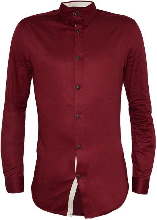 Men Long Sleeve Maroon Shirt – XL