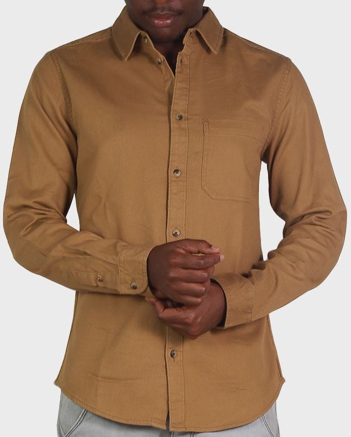 Men’s Long Sleeve Brown Shirt – L